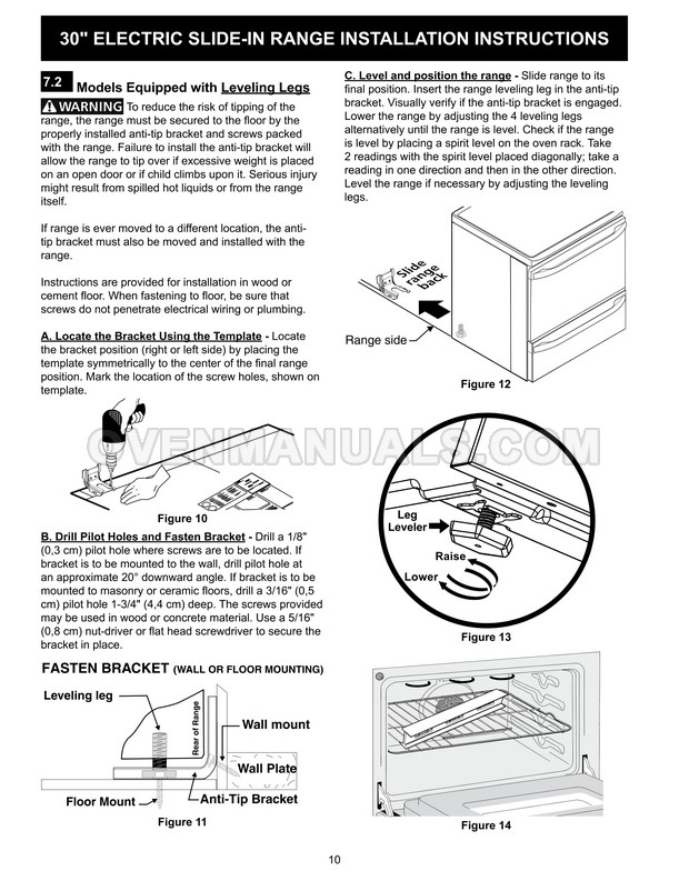 Frigidaire FGES3065PF Gallery Series Range Installation Instructions