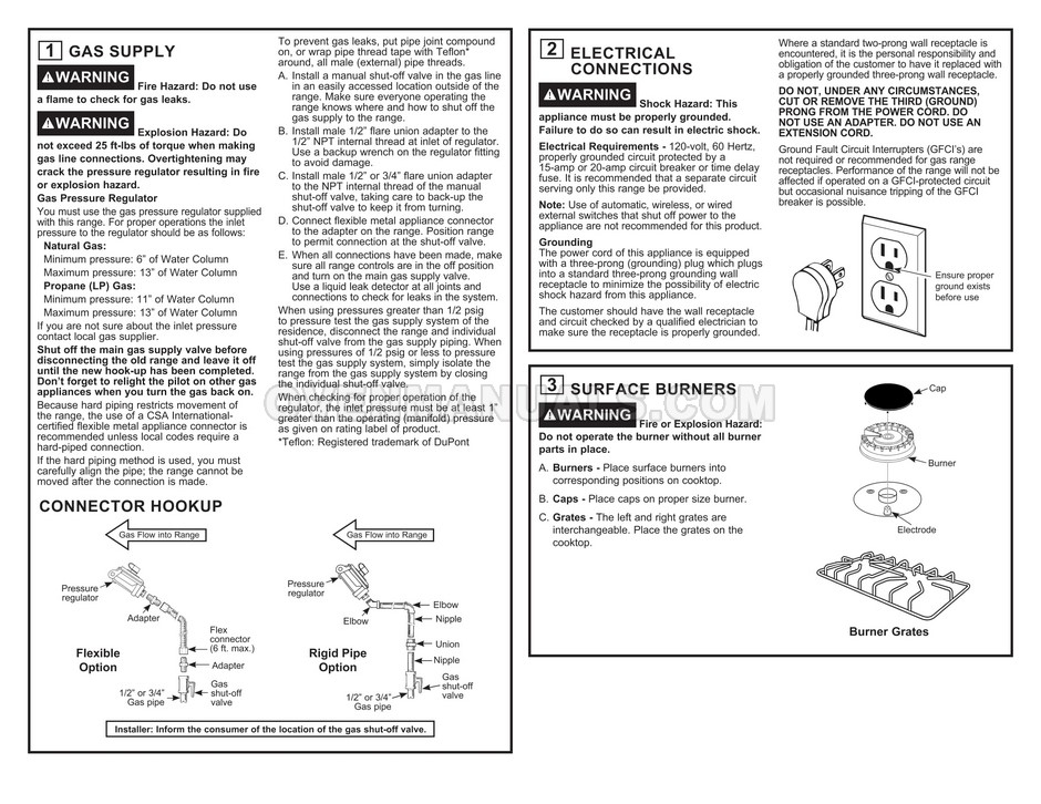 GE JGAS640RMSS Range Installation Instructions