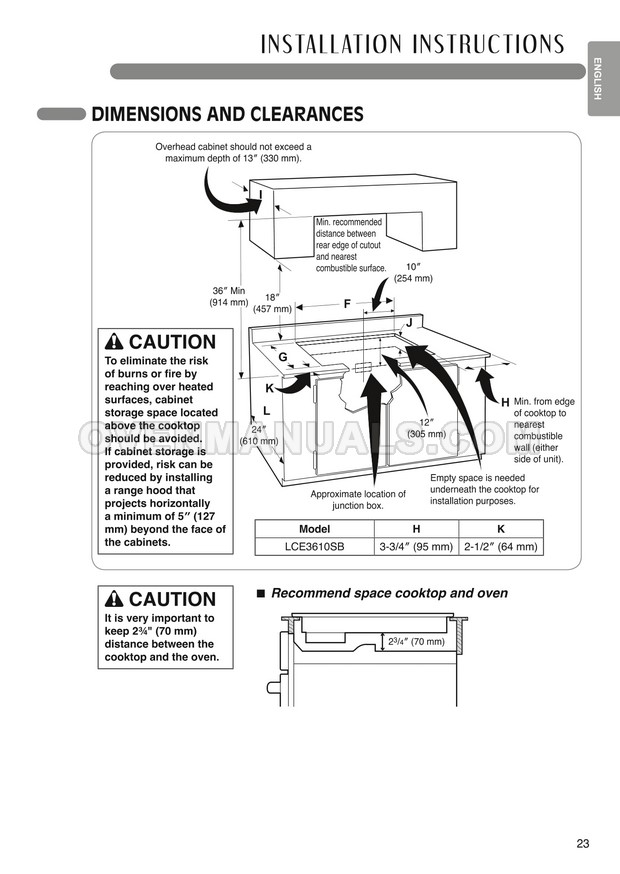 LG LCE3010SB Hob Installation Manual