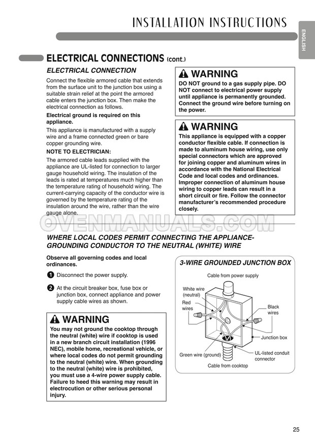 LG LCE3010SB Hob Installation Manual