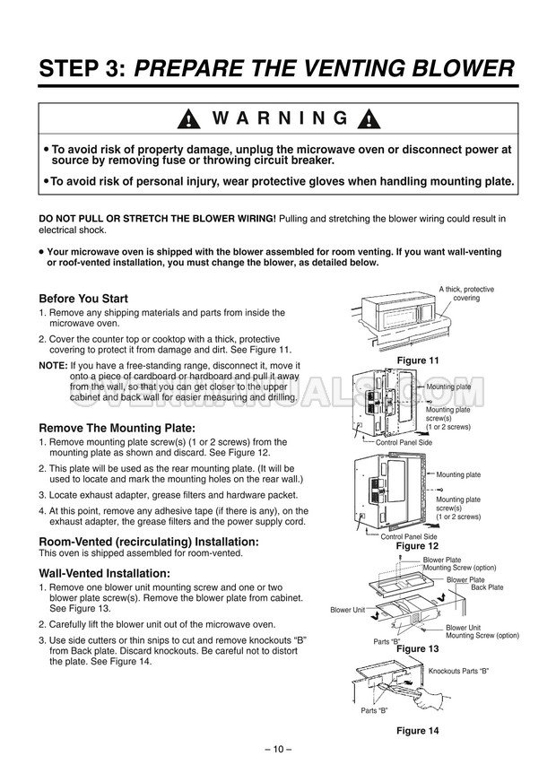 LG LMV2053ST Microwave Oven Installation Instructions