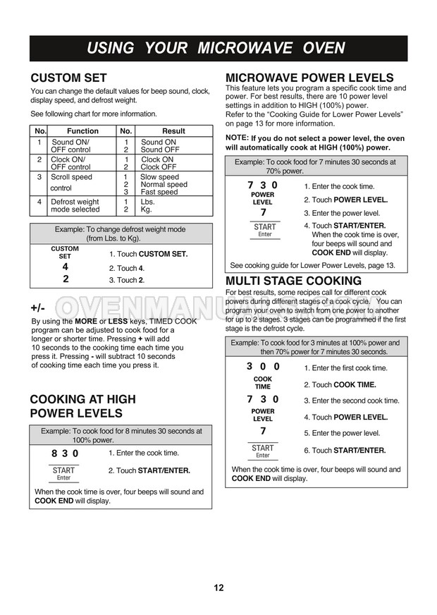 LG LMV2257ST Microwave Oven Owner's Manual