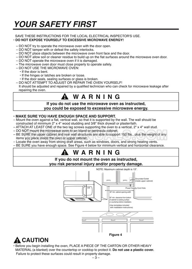 LG LMVH1711ST Microwave Oven Installation Instructions