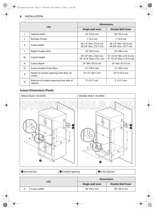 LG WDES9428F STUDIO Oven Installation Manual