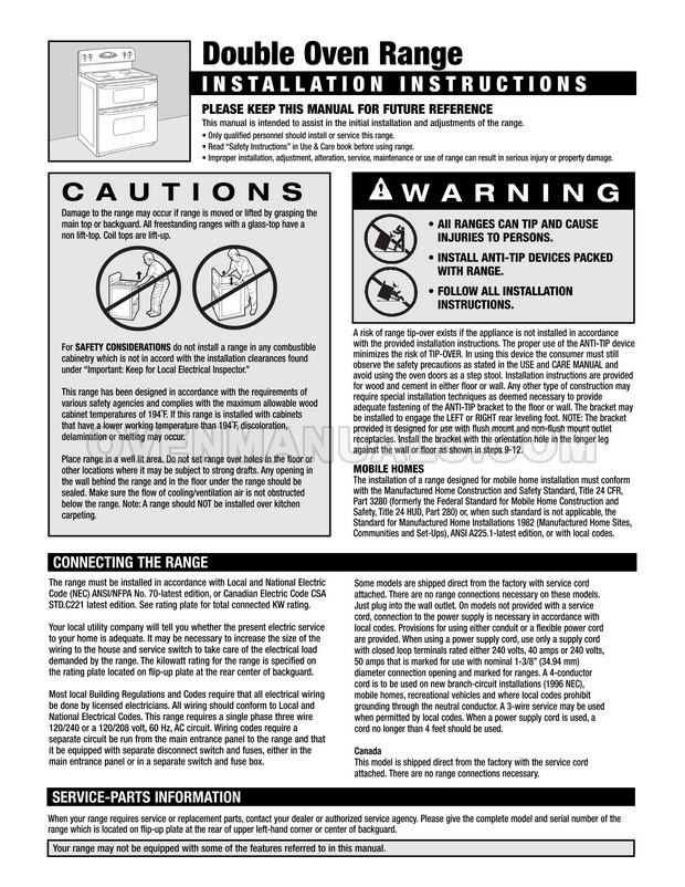 Maytag MER6765BAS Gemini Range Installation Instructions