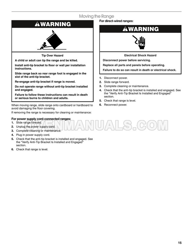 Maytag MER8800FZ Range Installation Instructions