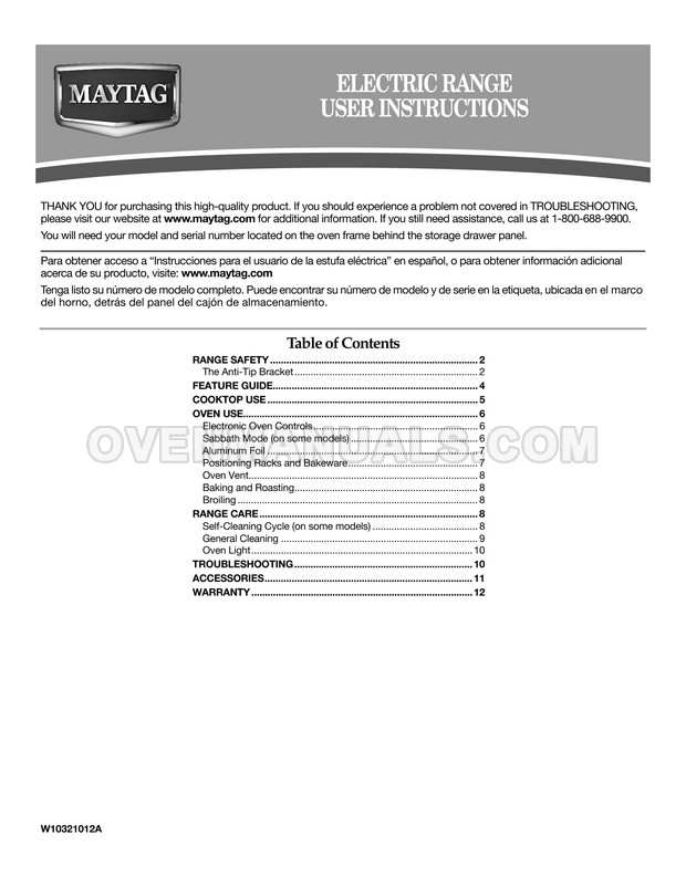 Maytag MER7664XS Range User Instructions