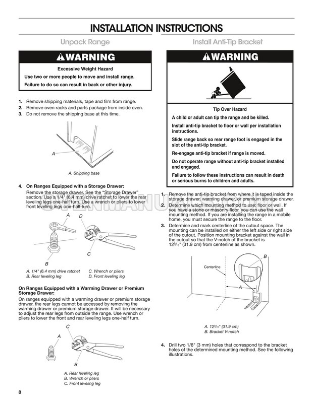 Maytag MGR6600FZ Range Installation Instructions