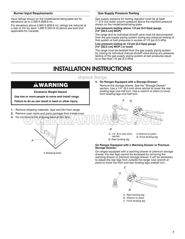 Maytag MGR8800FZ Range Installation Instructions
