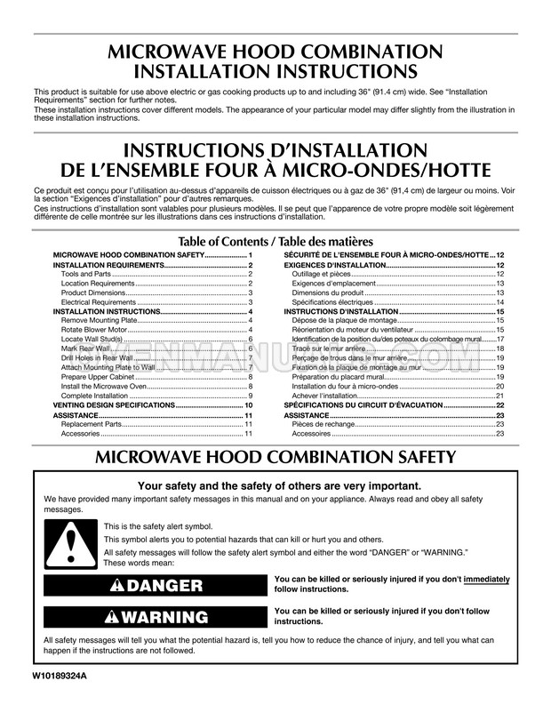 Maytag MMV4203DS Microwave Oven Installation Instructions