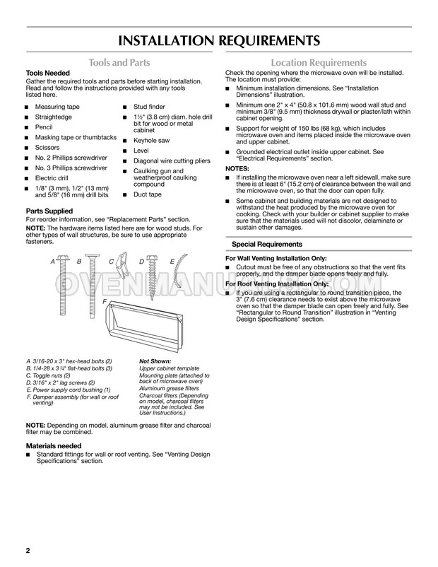 Maytag MMV4203DS Microwave Oven Installation Instructions