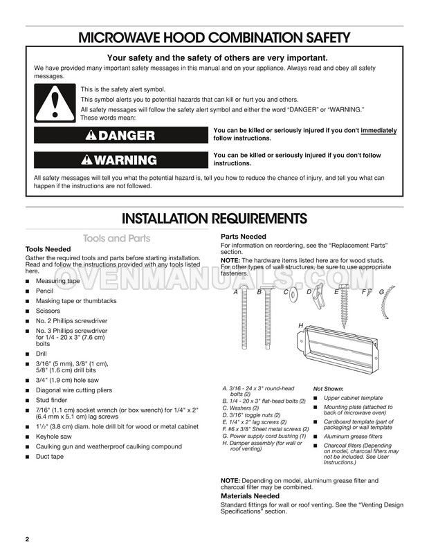 Maytag MMV4206FZ Microwave Oven Installation Instructions