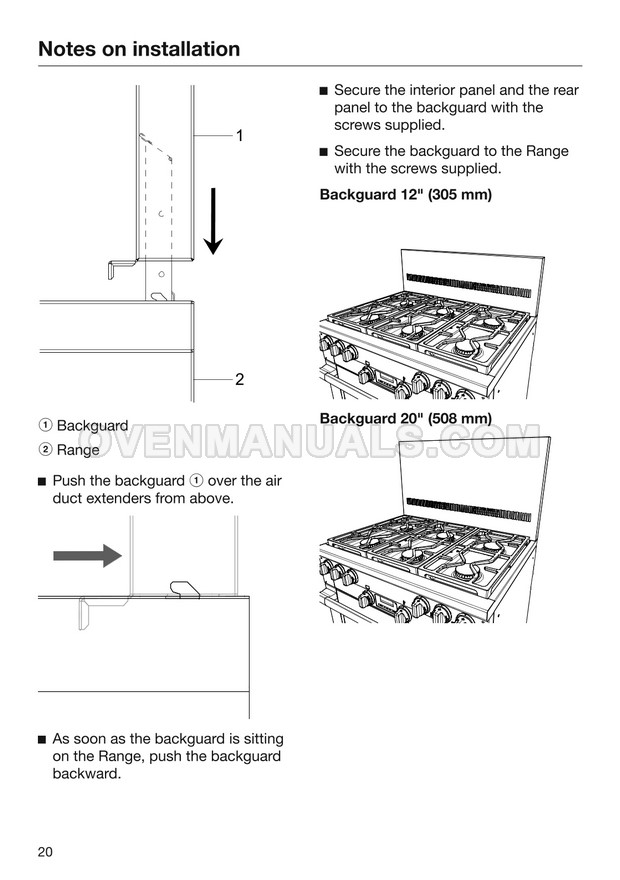 Miele HR 16223 i Range Installation Instructions