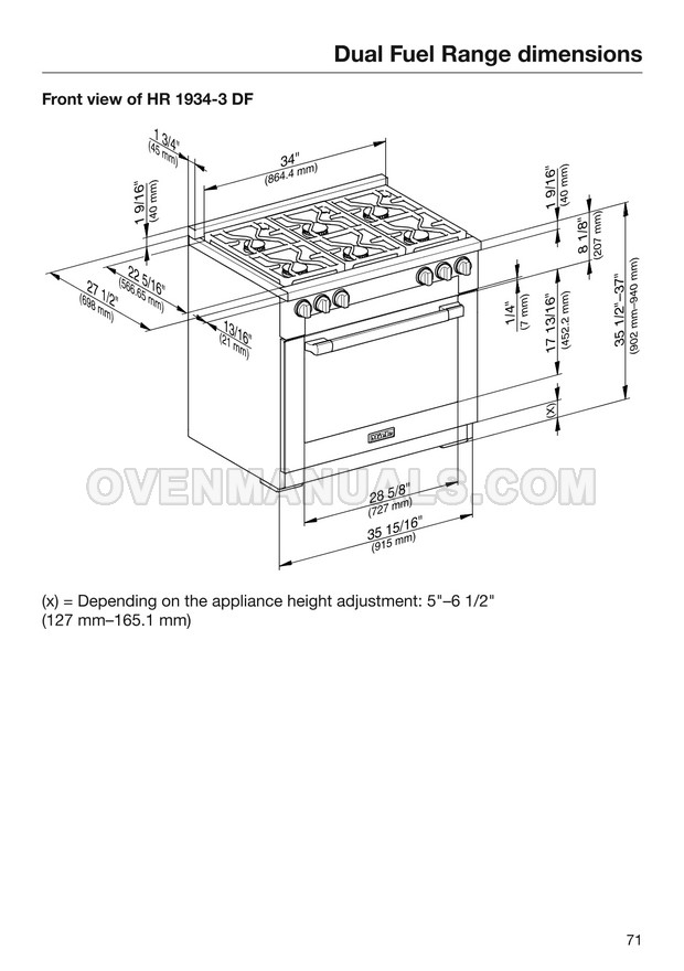Miele HR 16223 i Range Installation Instructions