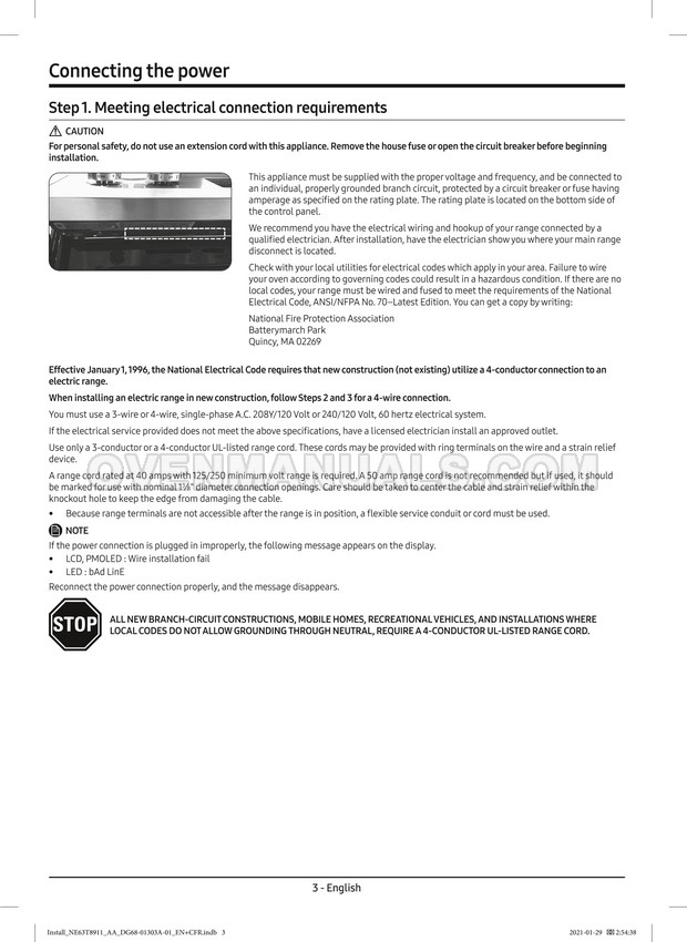 Samsung NE63T8111SS SmartThings Range Installation Manual