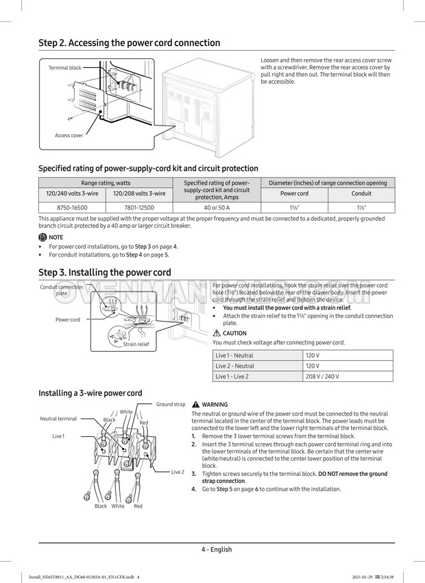 Samsung NE63T8111SS SmartThings Range Installation Manual