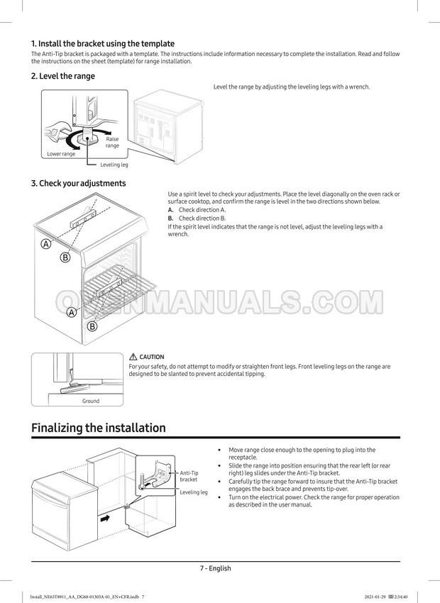 Samsung NE63T8111SS SmartThings Range Installation Manual