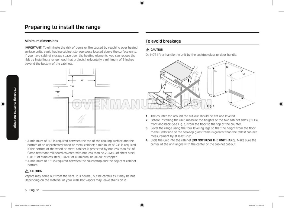 Samsung NE63T8311SS SmartThings Range Installation Manual