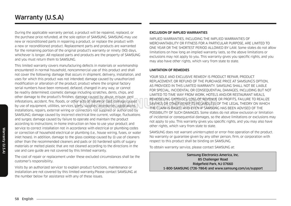 Samsung NE63T8311SS SmartThings Range User Manual