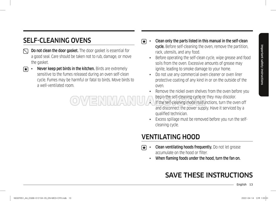 Samsung NE63T8511SS SmartThings Range User Manual