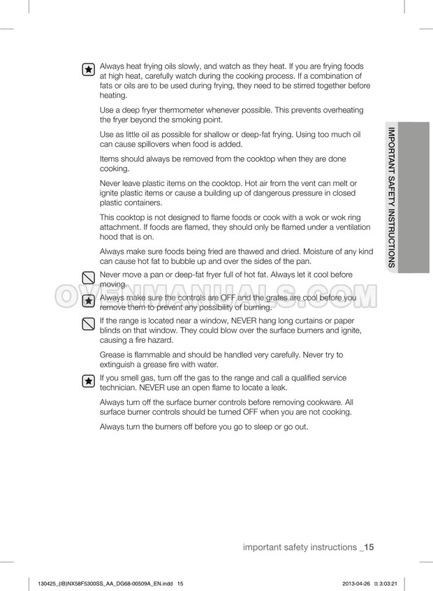 Samsung NX58F5500SS Range User Manual