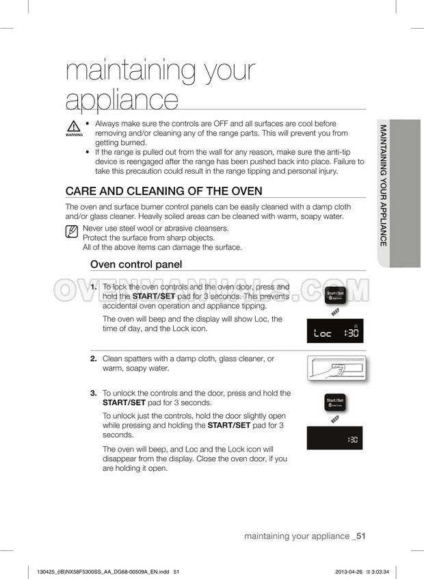Samsung NX58F5500SS Range User Manual