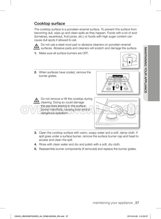 Samsung NX58F5500SS Range User Manual