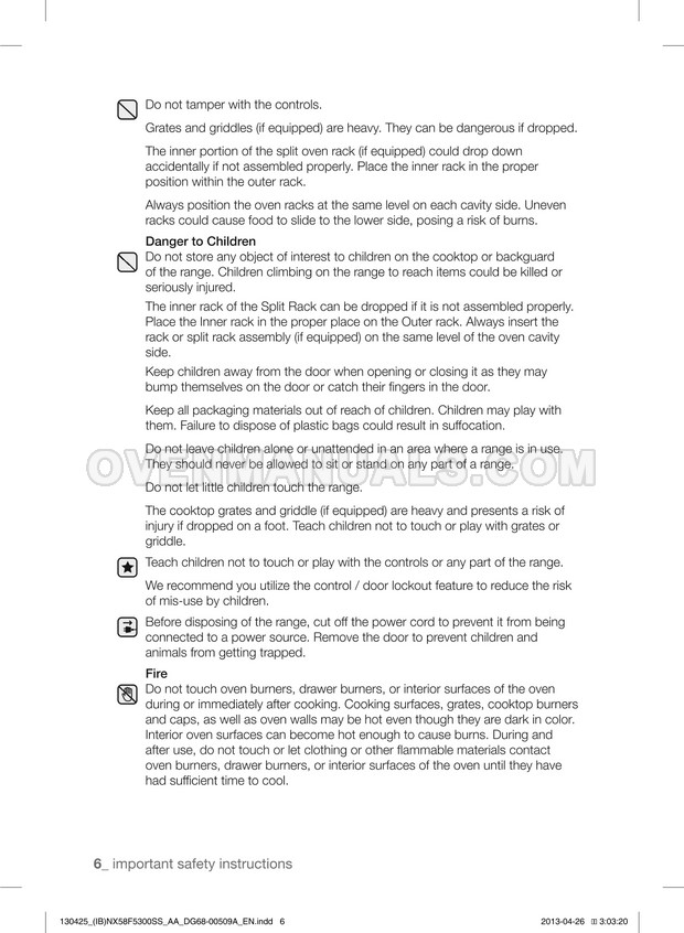 Samsung NX58F5500SS Range User Manual