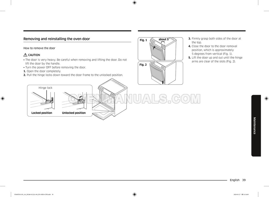 Samsung NX60T8311SS Range User Manual