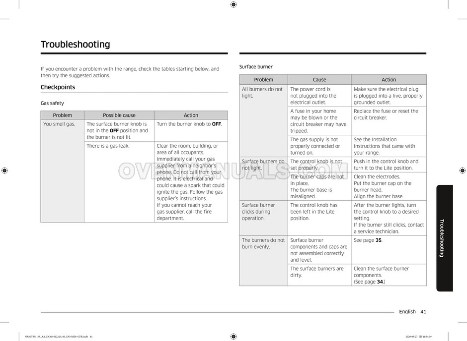 Samsung NX60T8311SS Range User Manual