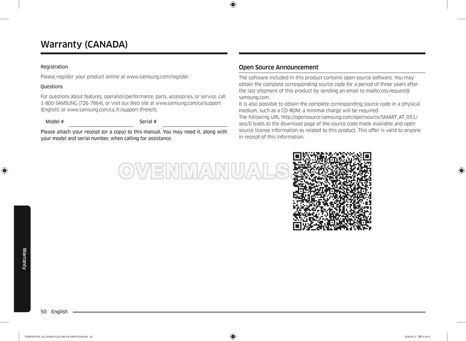 Samsung NX60T8311SS Range User Manual