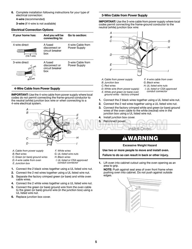 Whirlpool GSC308PRS Range Installation Instructions