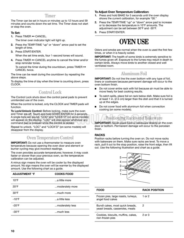 Whirlpool RF367LXK Super Capacity 465 Range Use & Care Guide