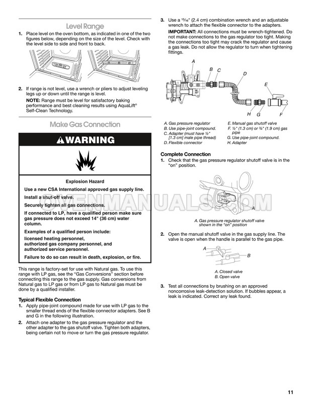 Whirlpool WEG730H0DS Range Installation Instructions