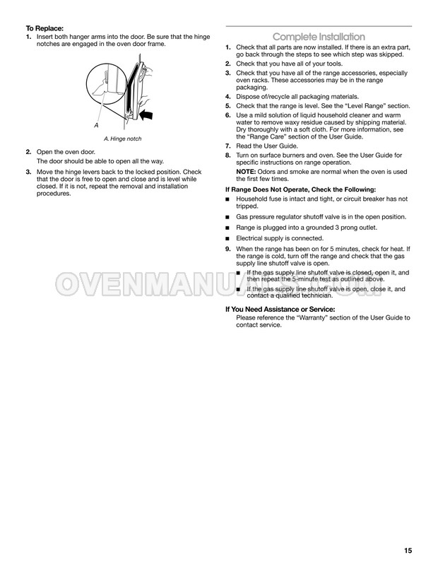 Whirlpool WEG730H0DS Range Installation Instructions