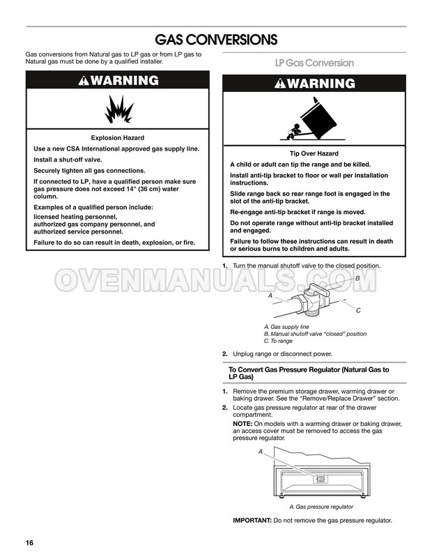 Whirlpool WEG730H0DS Range Installation Instructions
