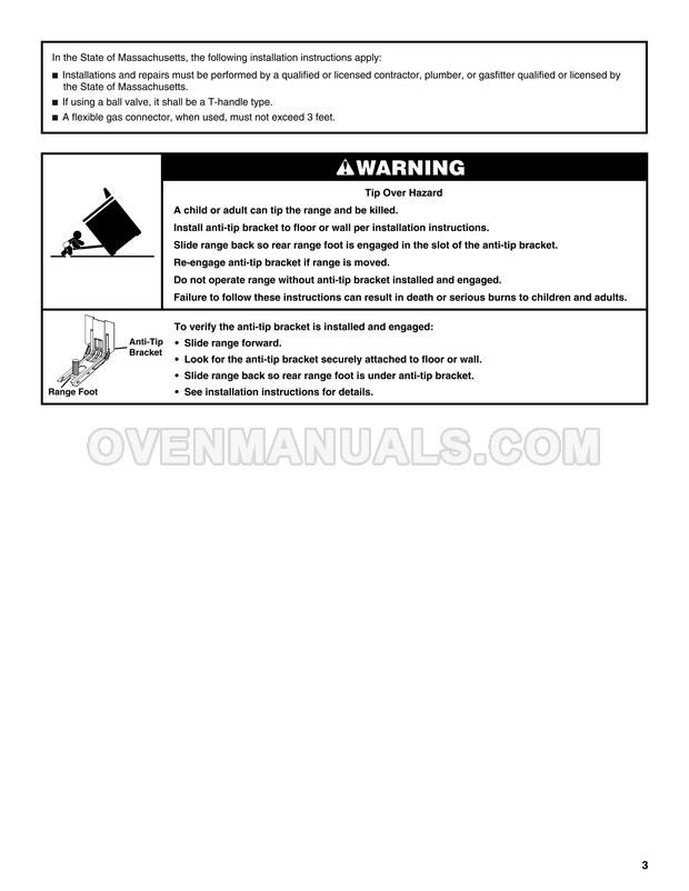 Whirlpool WEG745H0FS Range Installation Instructions