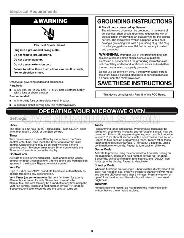 Whirlpool WMH31017HZ Microwave Oven User Guide