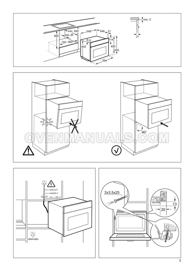 Zanussi ZKK47901XK Oven Installation Instruction